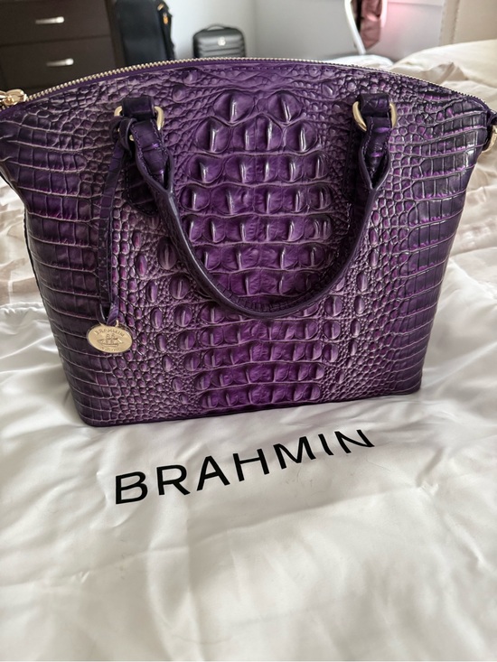 Brahmin Handbags - Brahmin Deep Purple Croc-Embossed Leather Satchel